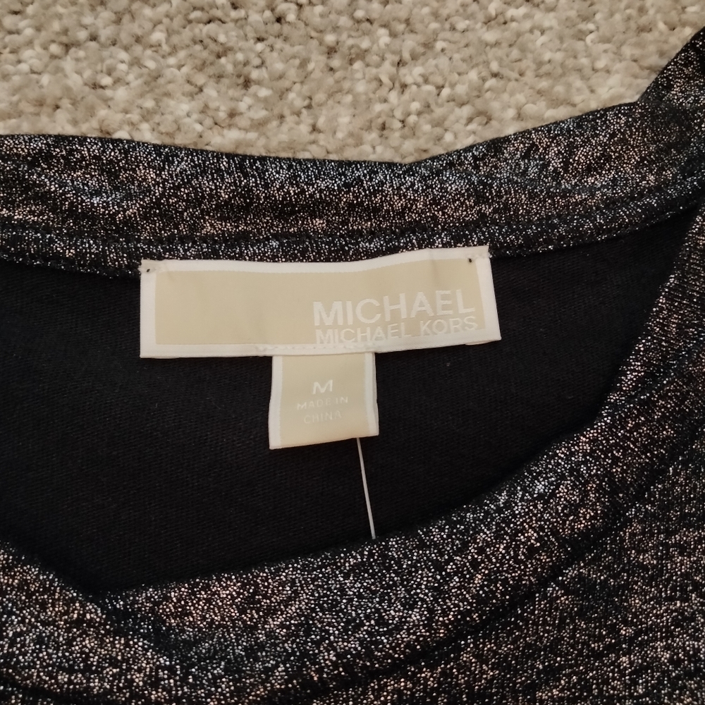 NWT Sz M Michael Kors Women's Metallic Silver Knit Top - Picture 10 of 10
